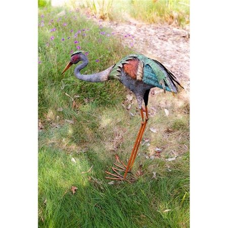 ALPINE CORP Alpine HEH210 31 in. Crane Stake Statue - Multicolor HEH210